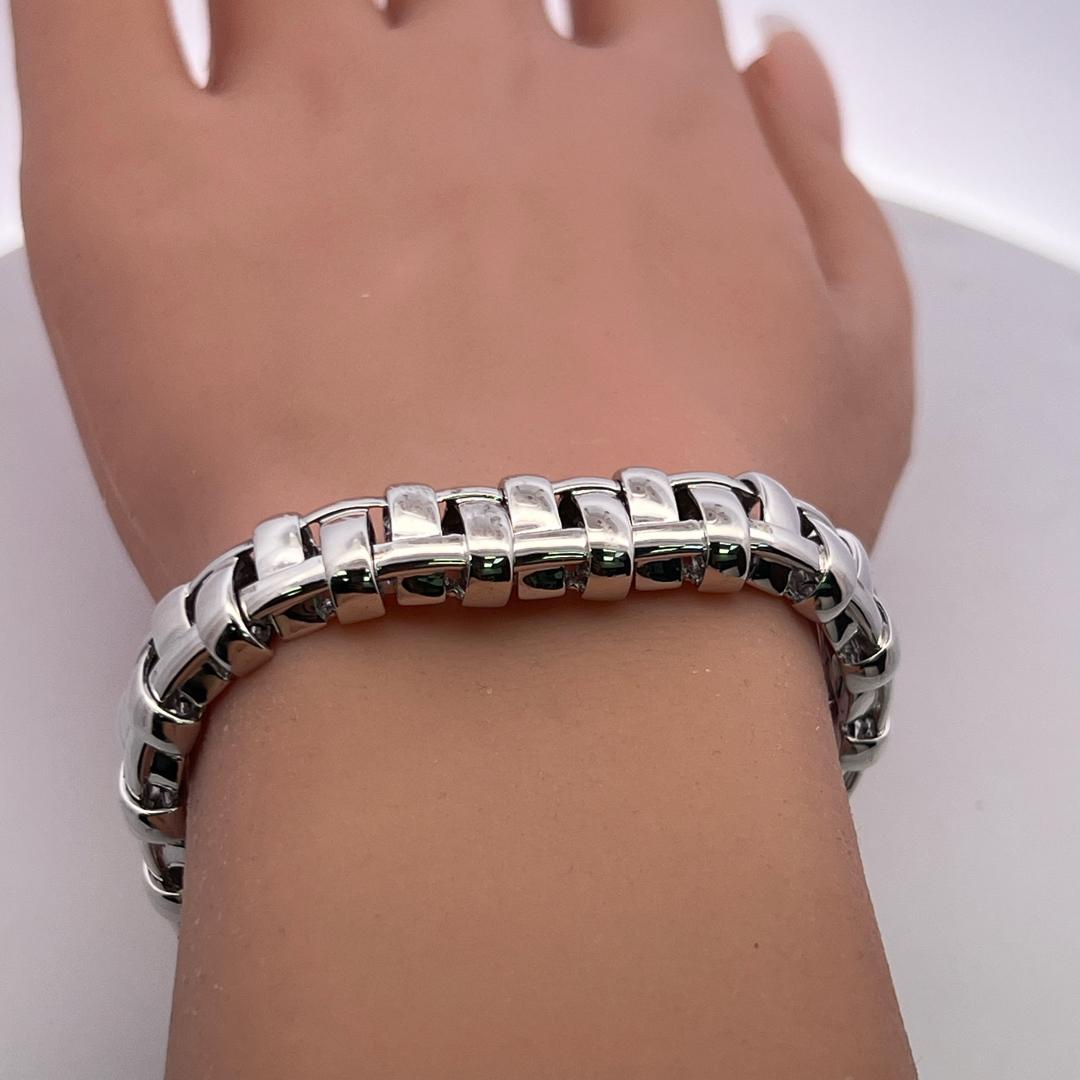 Tiffany & Co Vintage 18K White Gold Link Bracelet 53.95 Grams 7 Inches