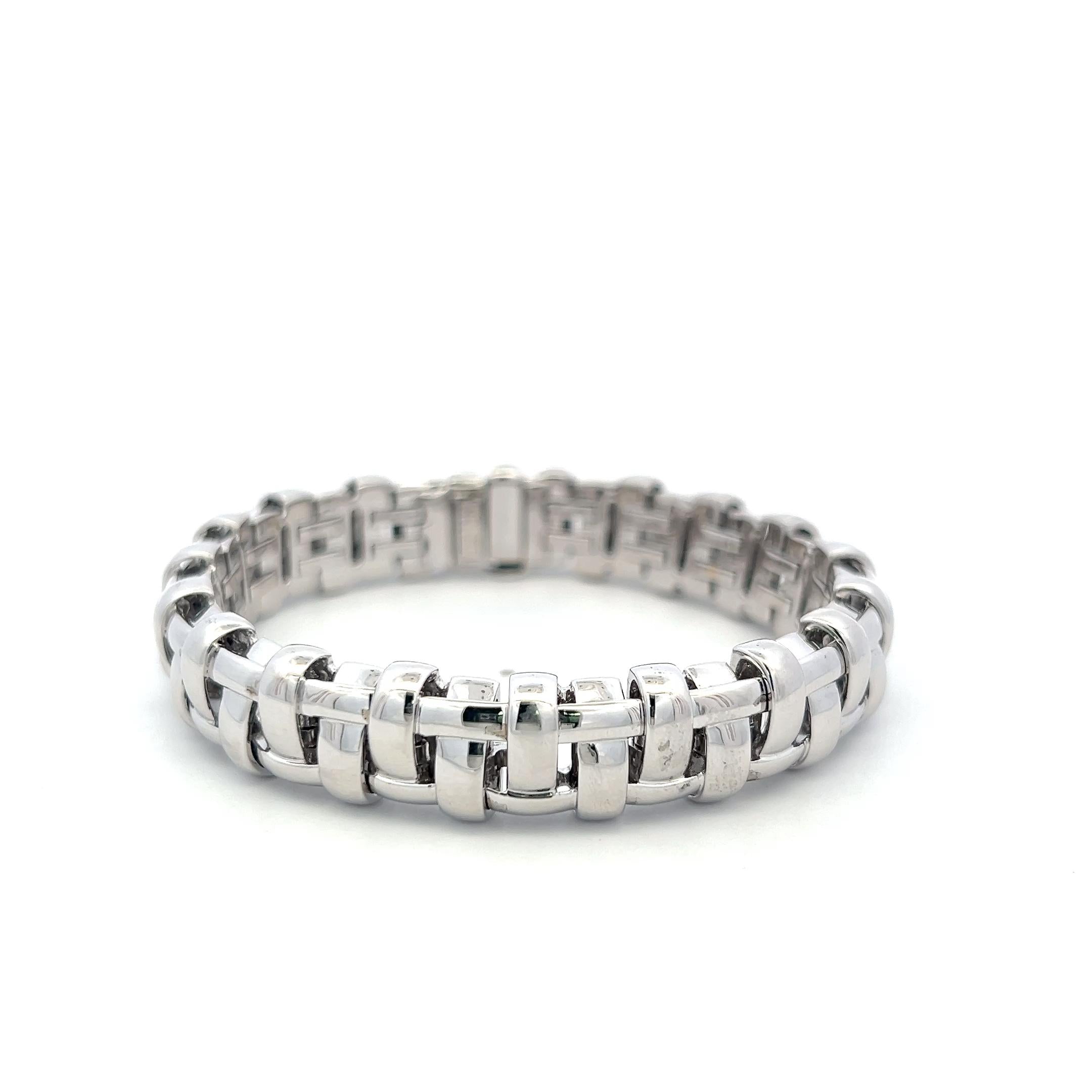 Tiffany & Co Vintage 18K White Gold Link Bracelet 53.95 Grams 7 Inches