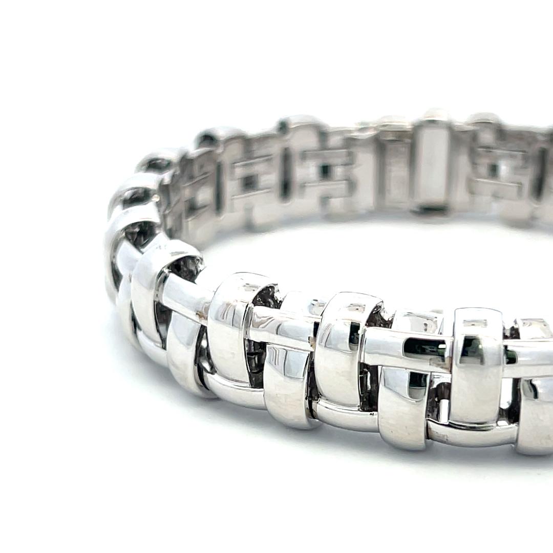 Tiffany & Co Vintage 18K White Gold Link Bracelet 53.95 Grams 7 Inches