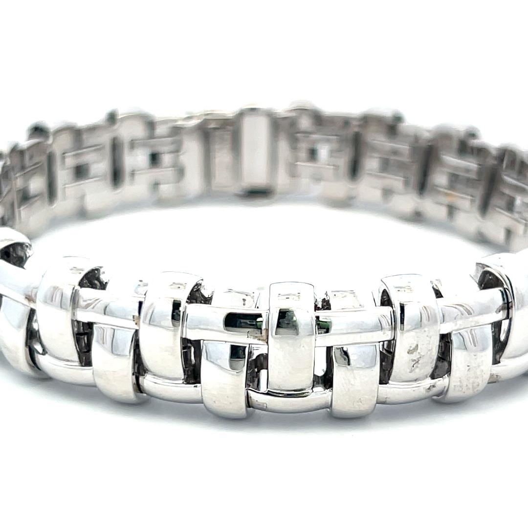 Tiffany & Co Vintage 18K White Gold Link Bracelet 53.95 Grams 7 Inches