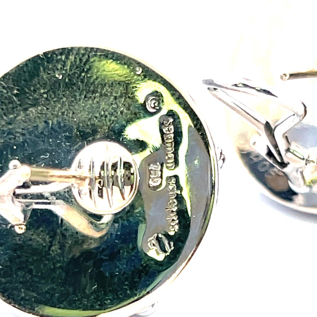 Seaman Schepps 18K White Gold Clip On Earrings with Chalcedony & Amethyst Gems