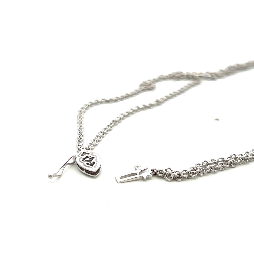 Vintage 18K White Gold Diamond Drop Necklace with 0.5ct Round H SI Diamonds