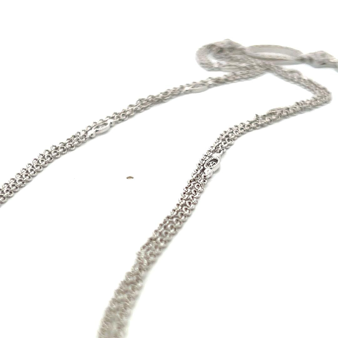 Vintage 18K White Gold Diamond Drop Necklace with 0.5ct Round H SI Diamonds