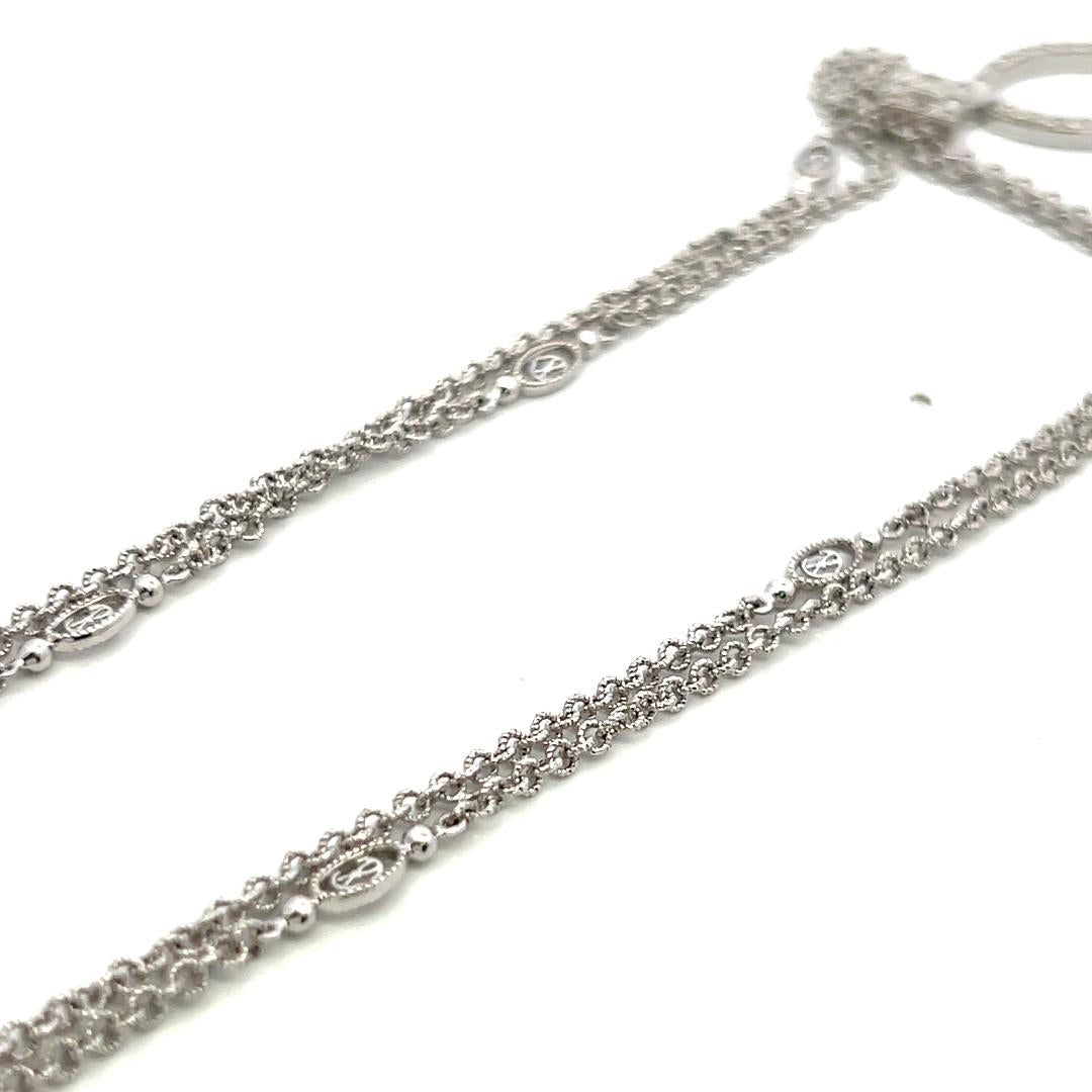 Vintage 18K White Gold Diamond Drop Necklace with 0.5ct Round H SI Diamonds