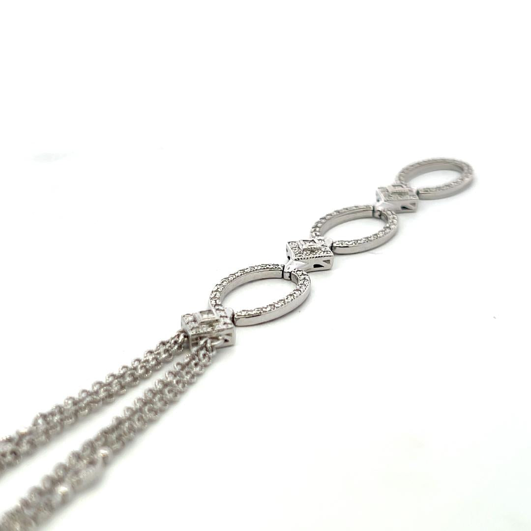 Vintage 18K White Gold Diamond Drop Necklace with 0.5ct Round H SI Diamonds