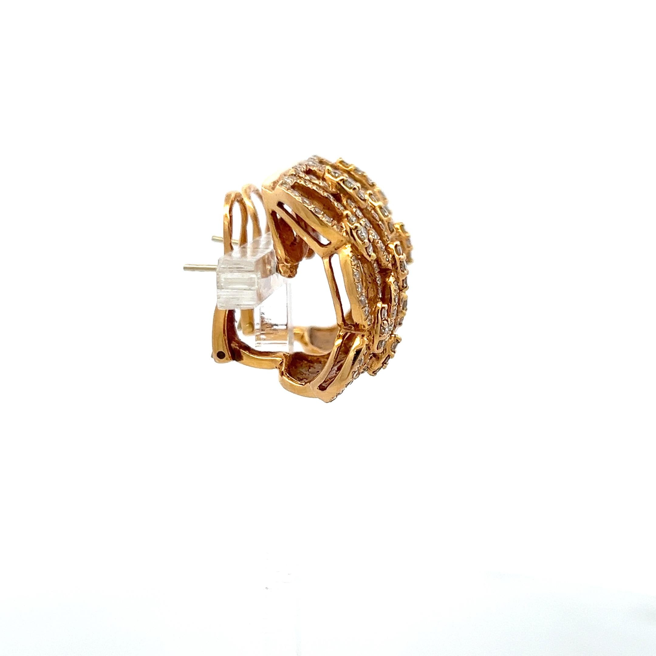 Vintage 18K Yellow Gold Clip-On Earrings with 1.75 Carat Round I SI Diamonds