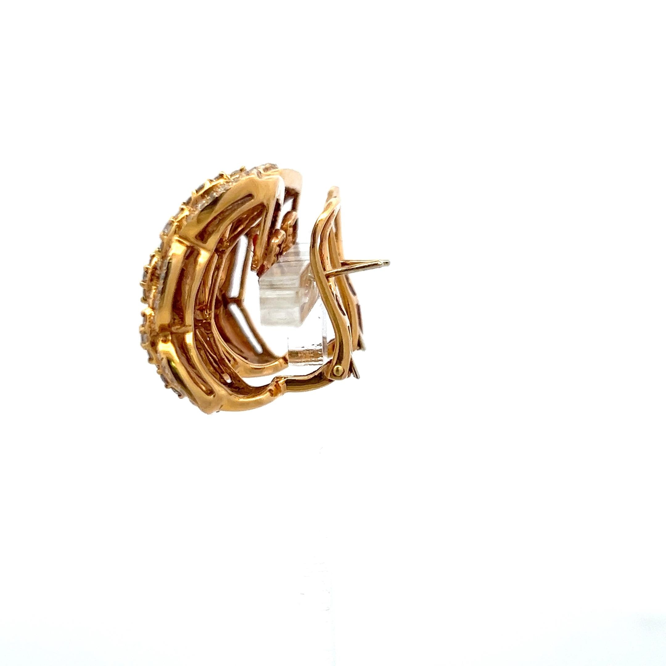 Vintage 18K Yellow Gold Clip-On Earrings with 1.75 Carat Round I SI Diamonds