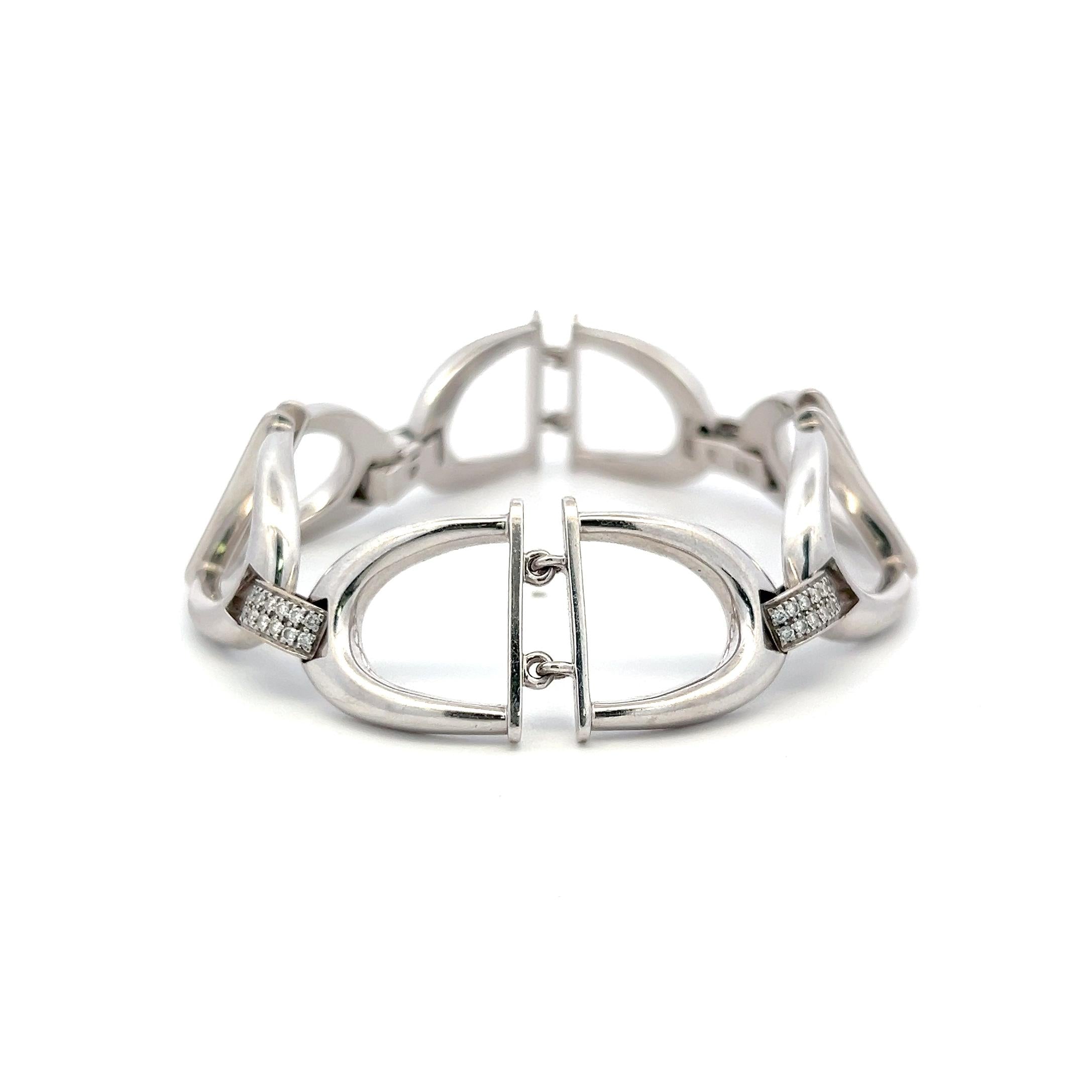 Vintage 18K White Gold Link Bracelet with 0.75 Carat Round I SI Diamonds