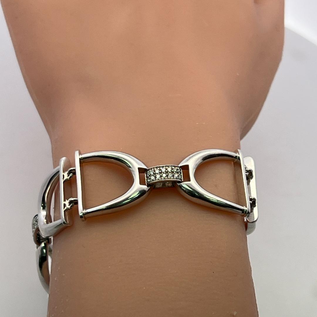 Vintage 18K White Gold Link Bracelet with 0.75 Carat Round I SI Diamonds