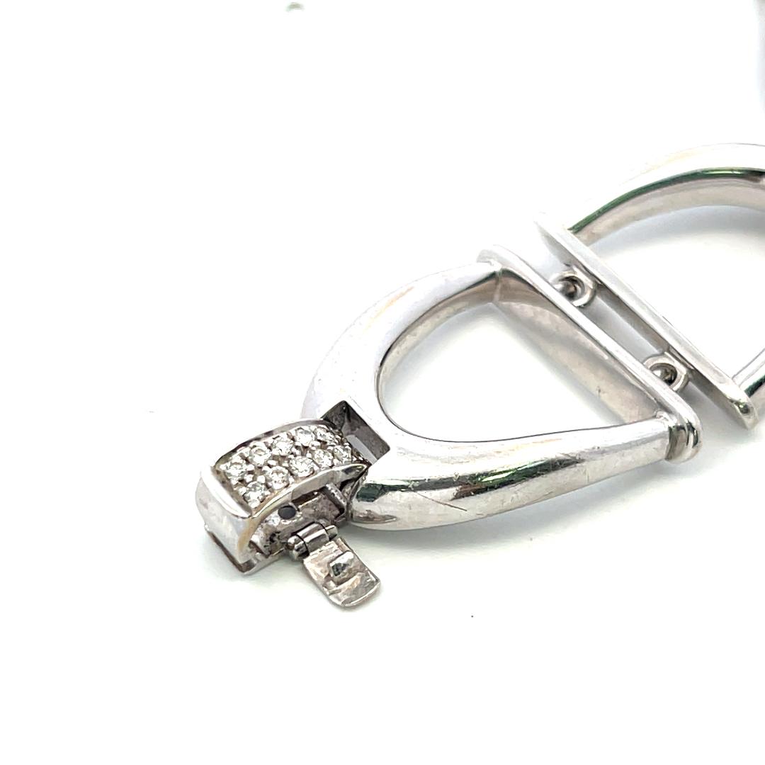 Vintage 18K White Gold Link Bracelet with 0.75 Carat Round I SI Diamonds