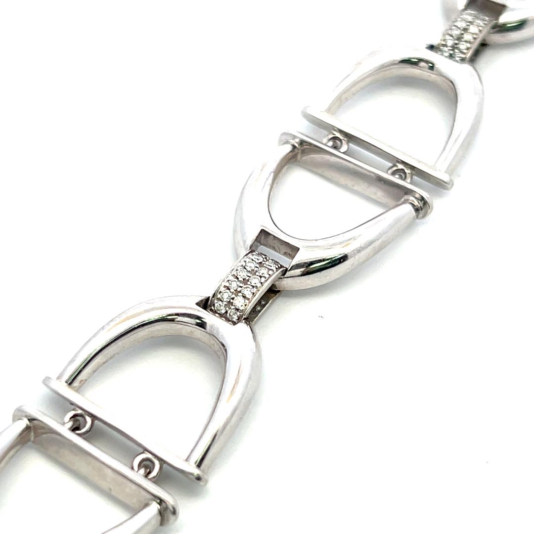 Vintage 18K White Gold Link Bracelet with 0.75 Carat Round I SI Diamonds