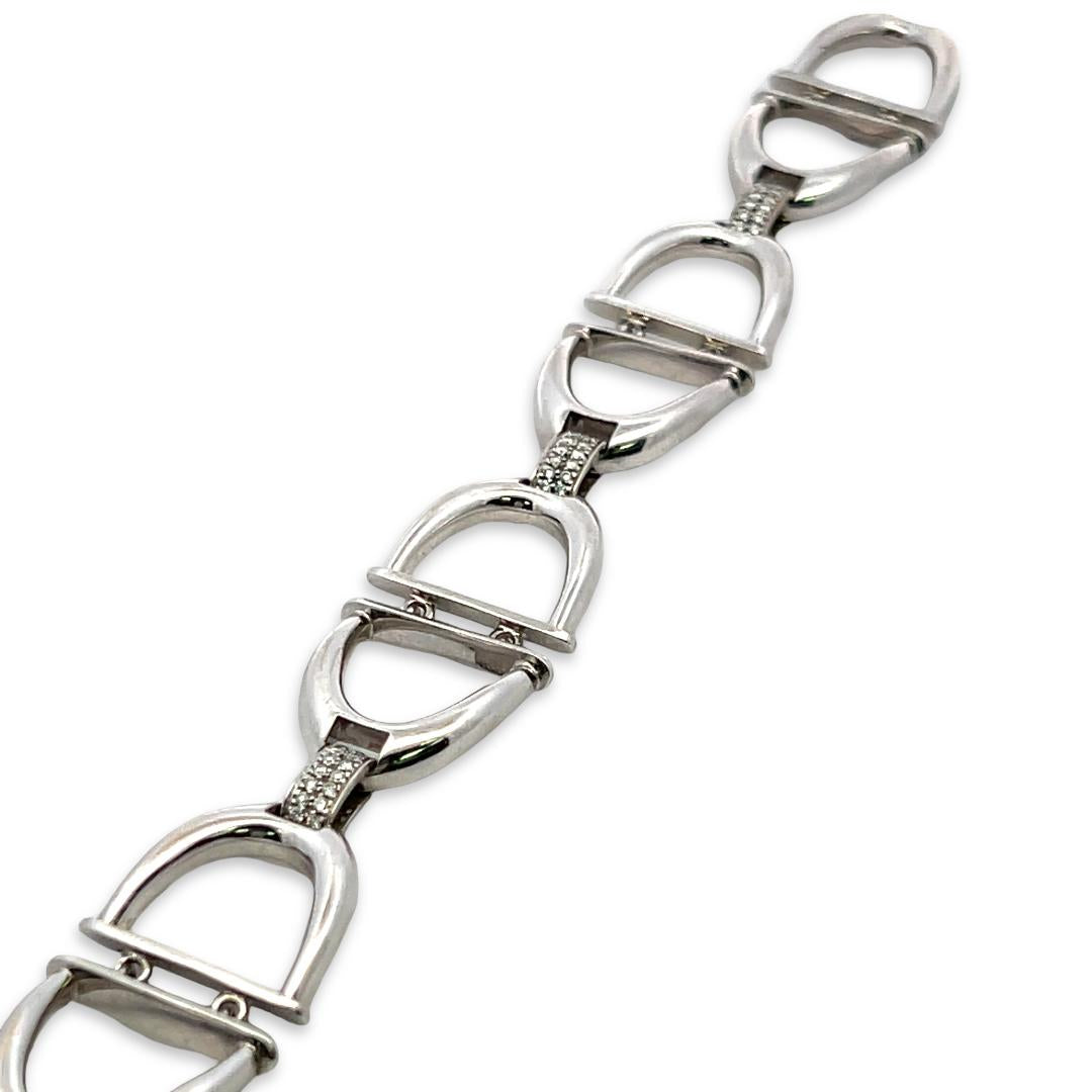 Vintage 18K White Gold Link Bracelet with 0.75 Carat Round I SI Diamonds