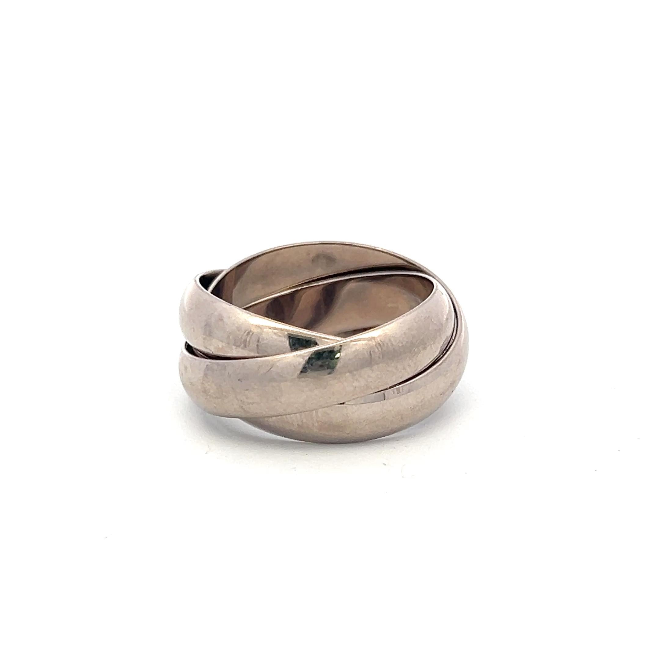 Cartier Vintage 18K White Gold Trinity Ring 16.1 Grams Size 8.5