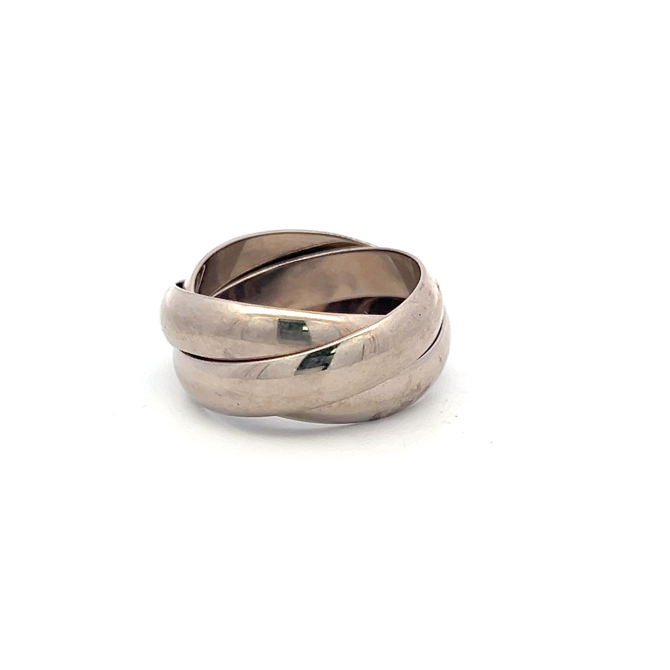 Cartier Vintage 18K White Gold Trinity Ring 16.1 Grams Size 8.5