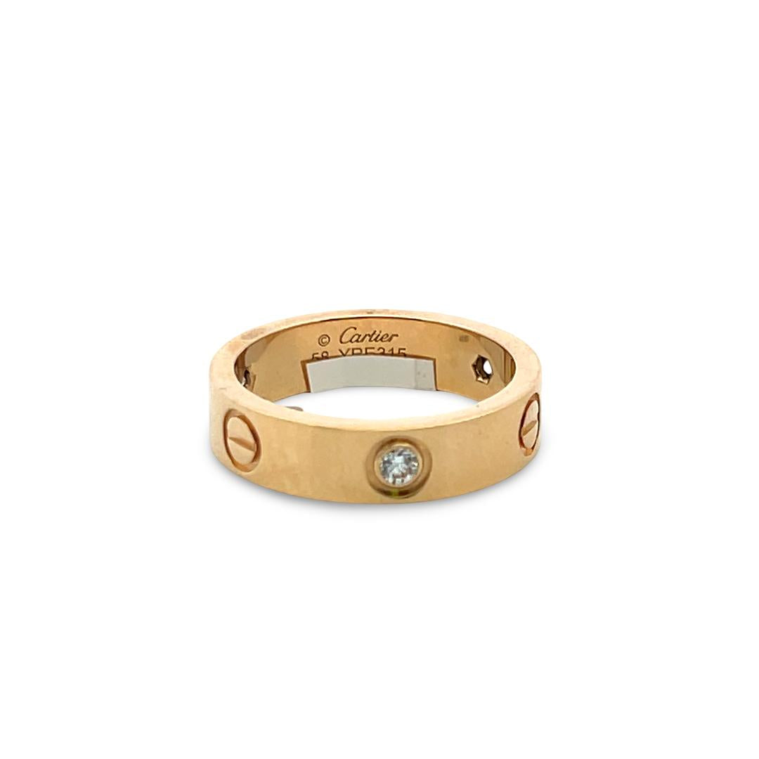 Cartier 18K Yellow Gold Love Ring with 0.23ct Round F VVS Diamonds Size 8.5