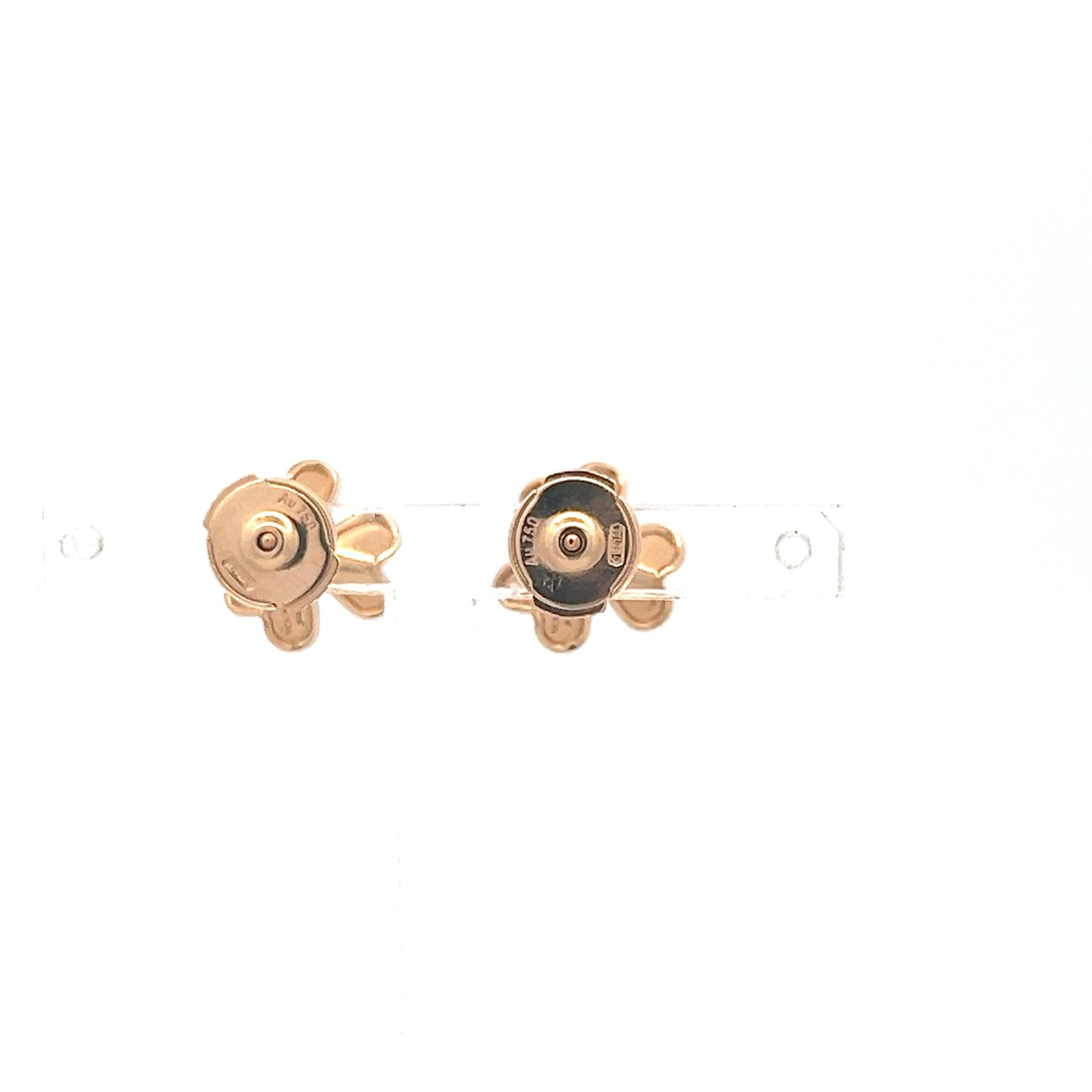 Van Cleef & Arpels 18K Rose Gold/925 Flower Stud Earrings with 0.14 Carat Ruby