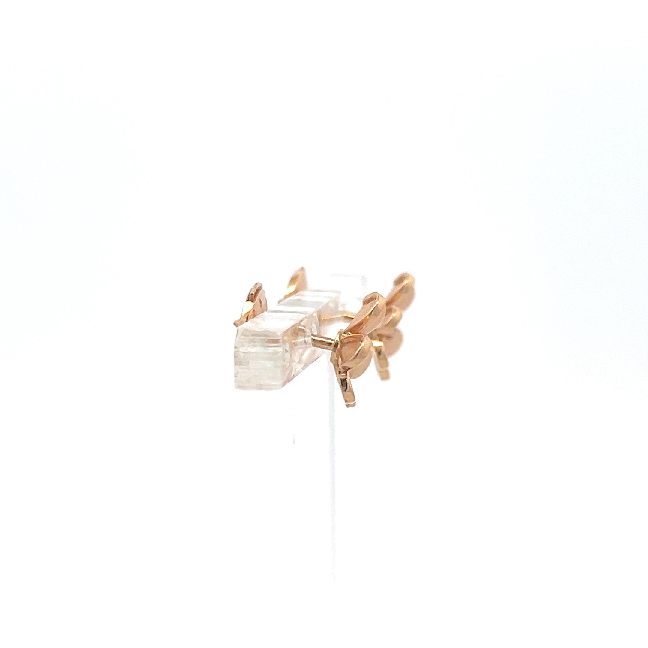 Van Cleef & Arpels 18K Rose Gold/925 Flower Stud Earrings with 0.14 Carat Ruby