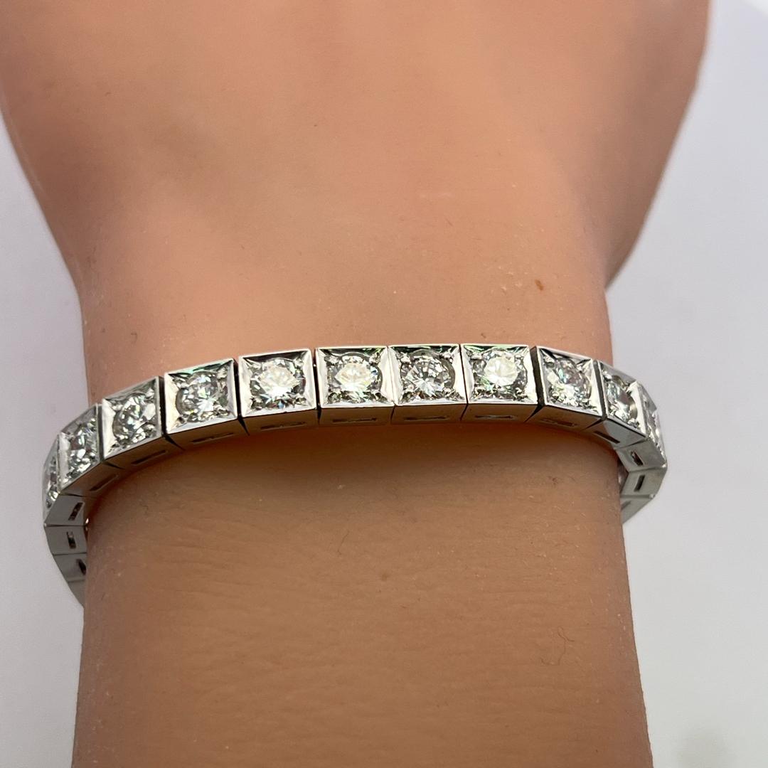 Vintage Style Platinum Tennis Bracelet with 10.64 Carat G VS Diamonds 26.3 Grams