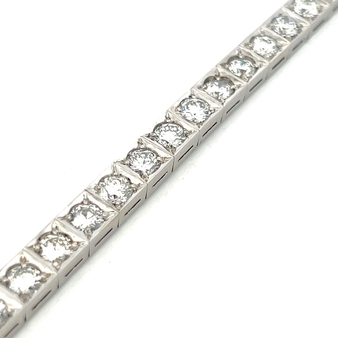 Vintage Style Platinum Tennis Bracelet with 10.64 Carat G VS Diamonds 26.3 Grams