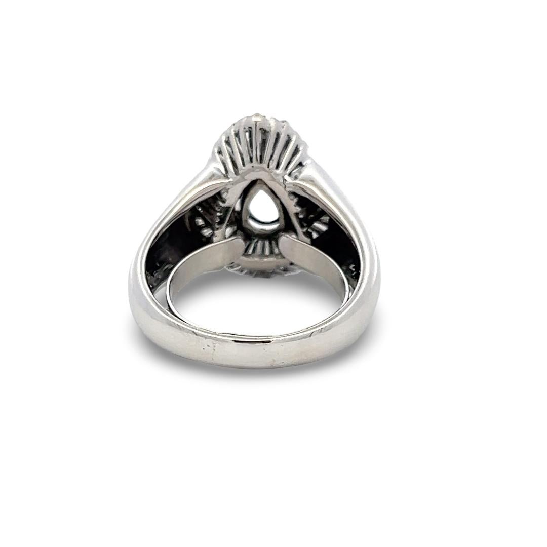 18K White Gold Semi Mount Ring 1.5ct Tapered Baguette Diamonds Fits 9.3x6.5mm
