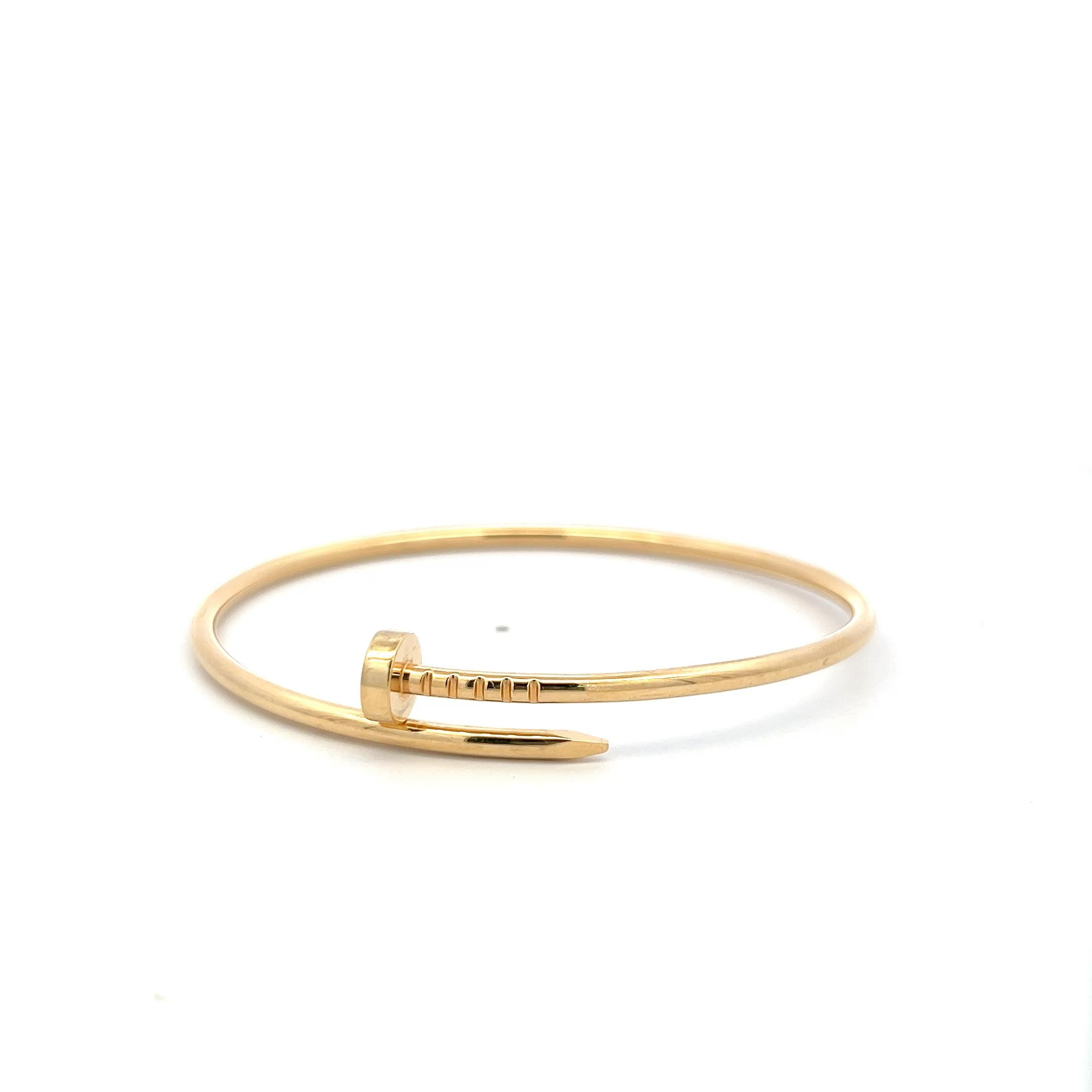 Cartier Vintage 18K Yellow Gold Juste Un Clou Bracelet 9.6 Grams Size 17