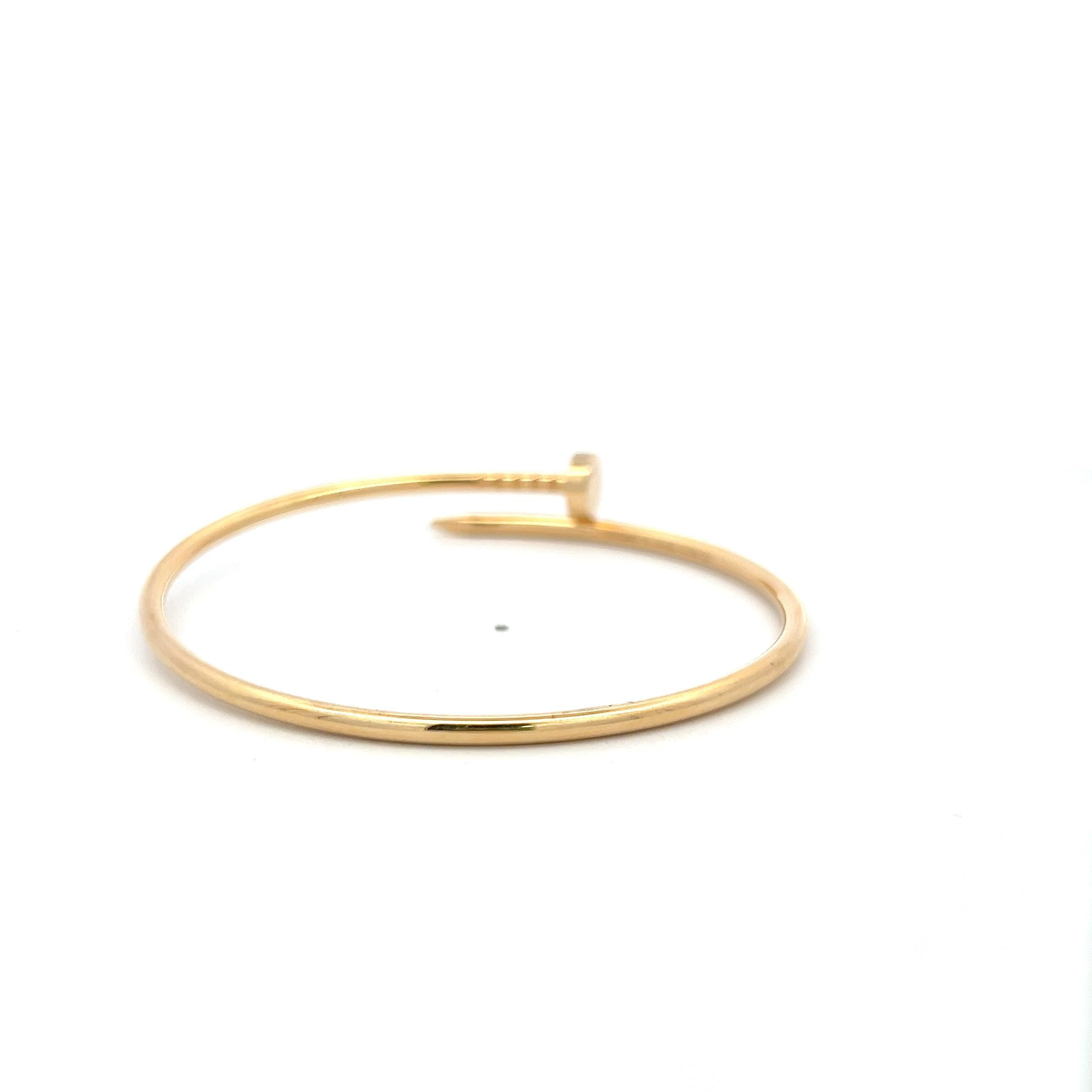 Cartier Vintage 18K Yellow Gold Juste Un Clou Bracelet 9.6 Grams Size 17
