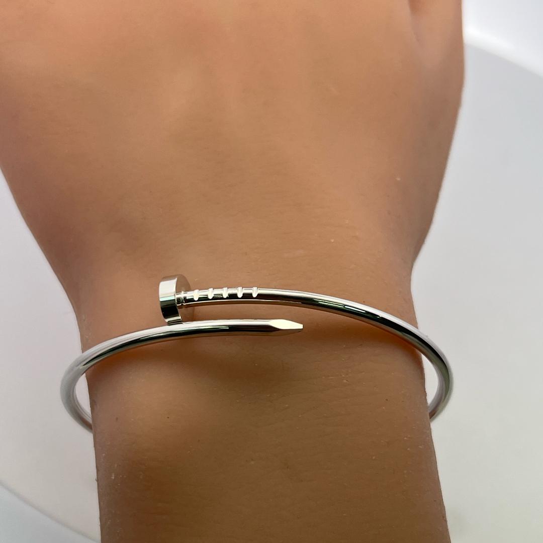 Cartier Vintage 18K White Gold Juste Un Clou Bracelet with Certificate Size 17
