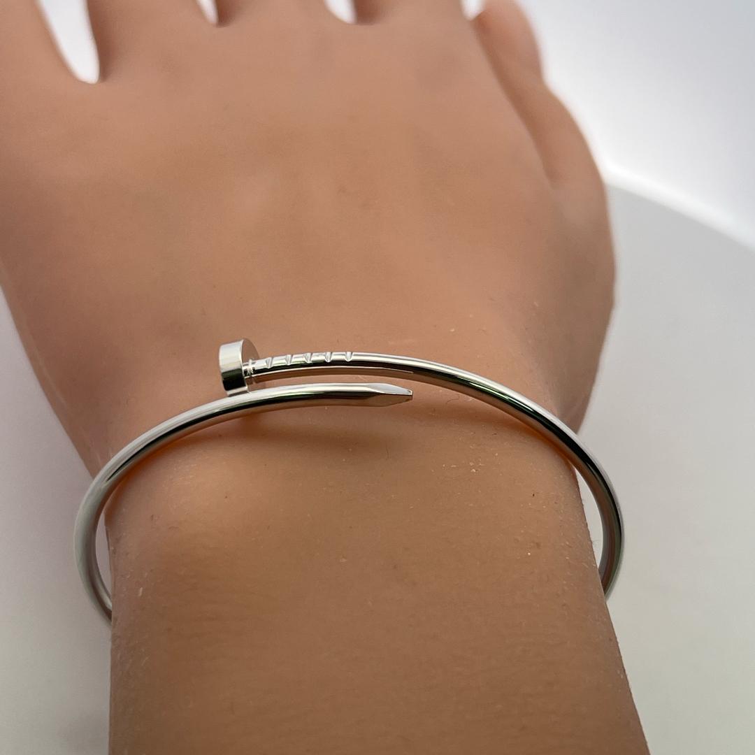 Cartier Vintage 18K White Gold Juste Un Clou Bracelet with Certificate Size 17