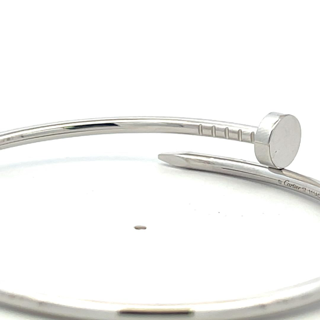 Cartier Vintage 18K White Gold Juste Un Clou Bracelet with Certificate Size 17
