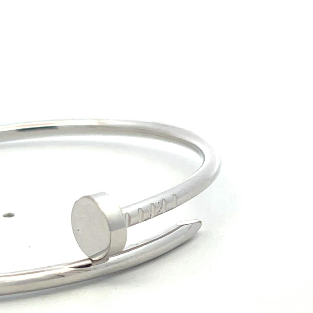Cartier Vintage 18K White Gold Juste Un Clou Bracelet with Certificate Size 17