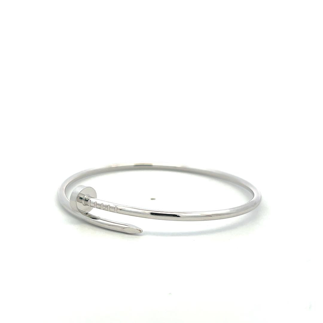 Cartier Vintage 18K White Gold Juste Un Clou Bracelet with Certificate Size 17