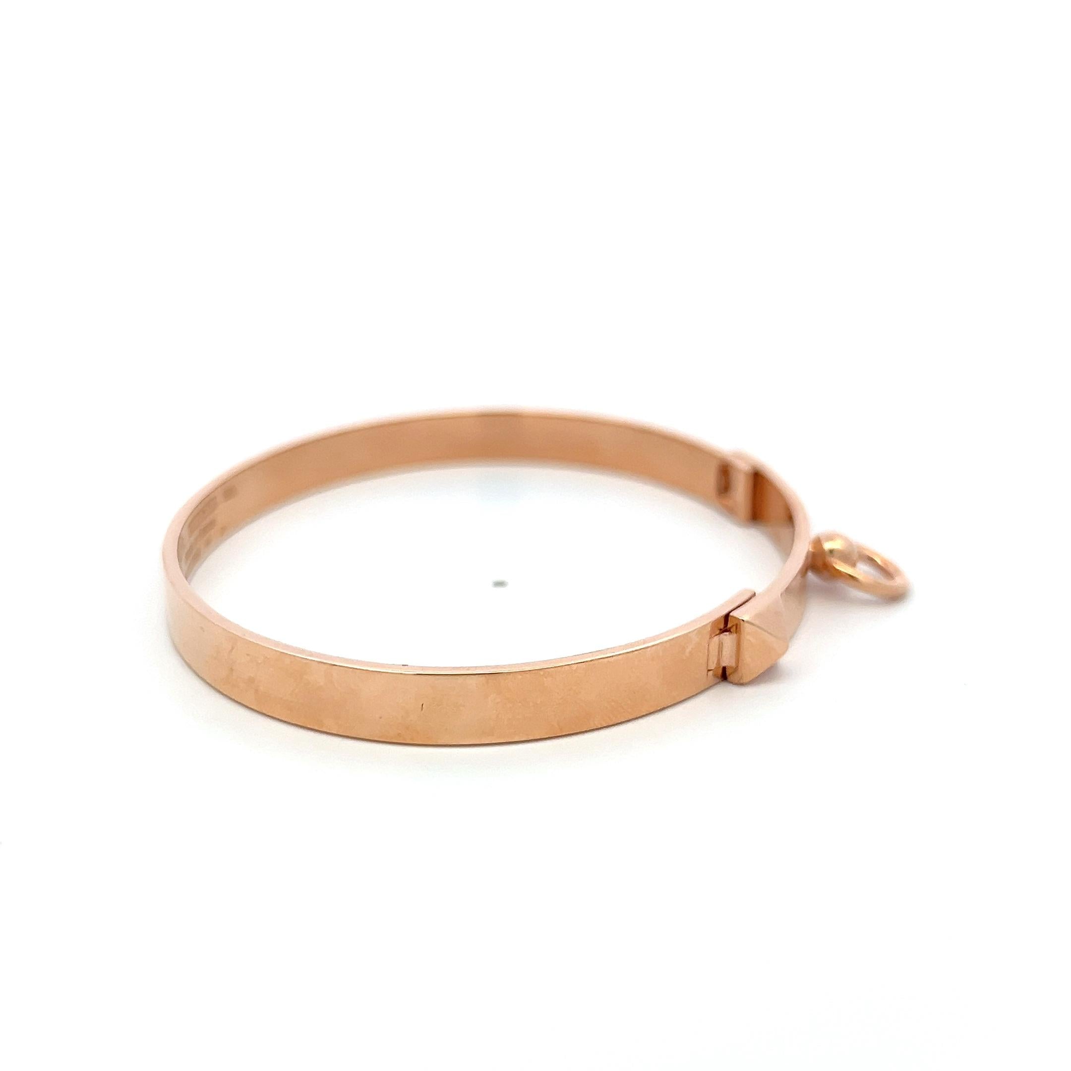 Hermes Vintage 18 Karat Rose Gold Bangle Bracelet 26.6 Grams 7 Inch