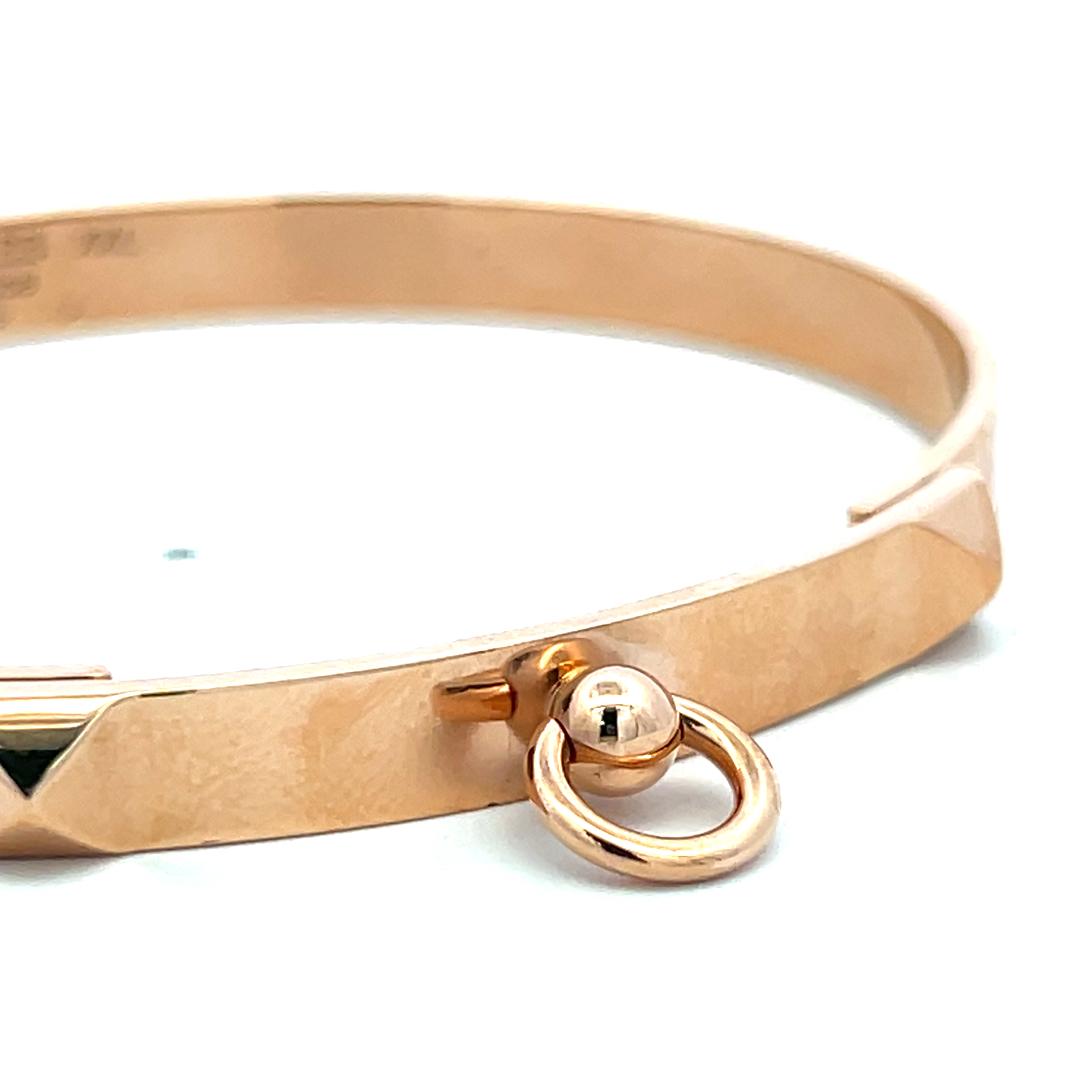 Hermes Vintage 18 Karat Rose Gold Bangle Bracelet 26.6 Grams 7 Inch