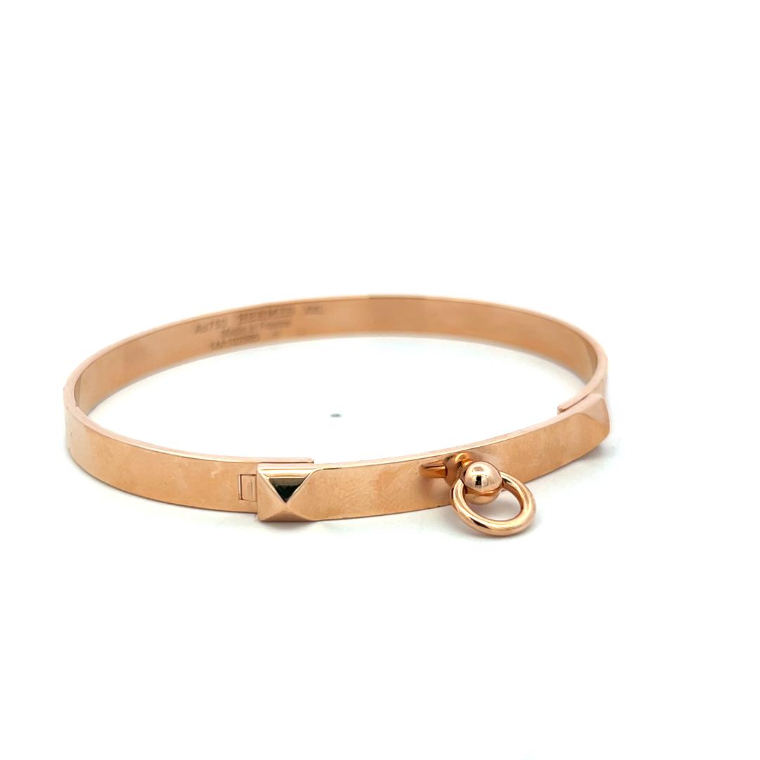 Hermes Vintage 18 Karat Rose Gold Bangle Bracelet 26.6 Grams 7 Inch