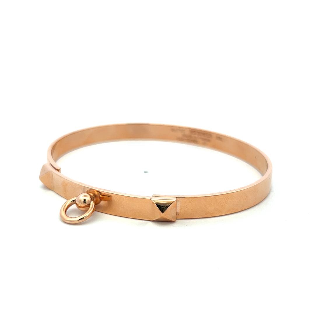 Hermes Vintage 18 Karat Rose Gold Bangle Bracelet 26.6 Grams 7 Inch
