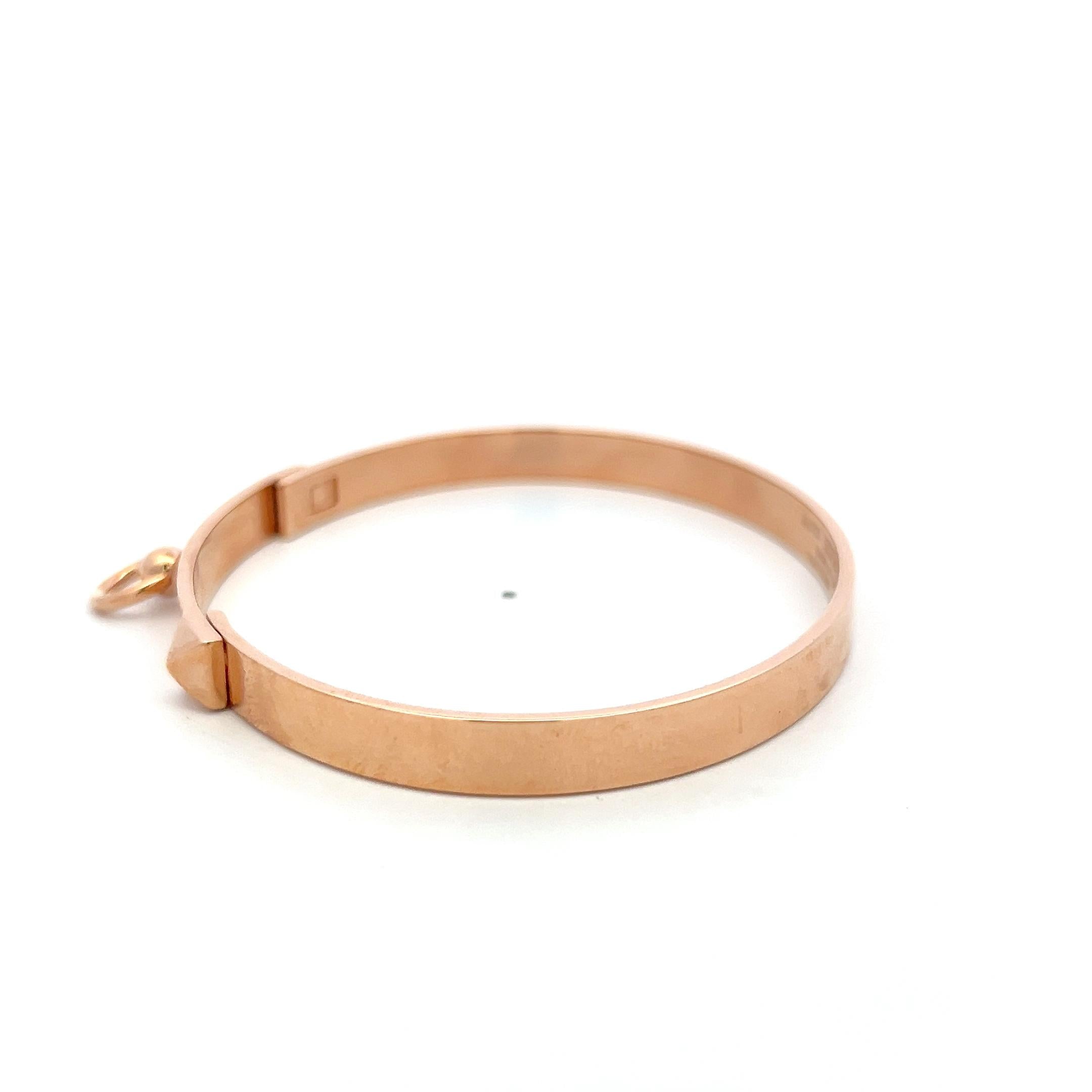 Hermes Vintage 18 Karat Rose Gold Bangle Bracelet 26.6 Grams 7 Inch