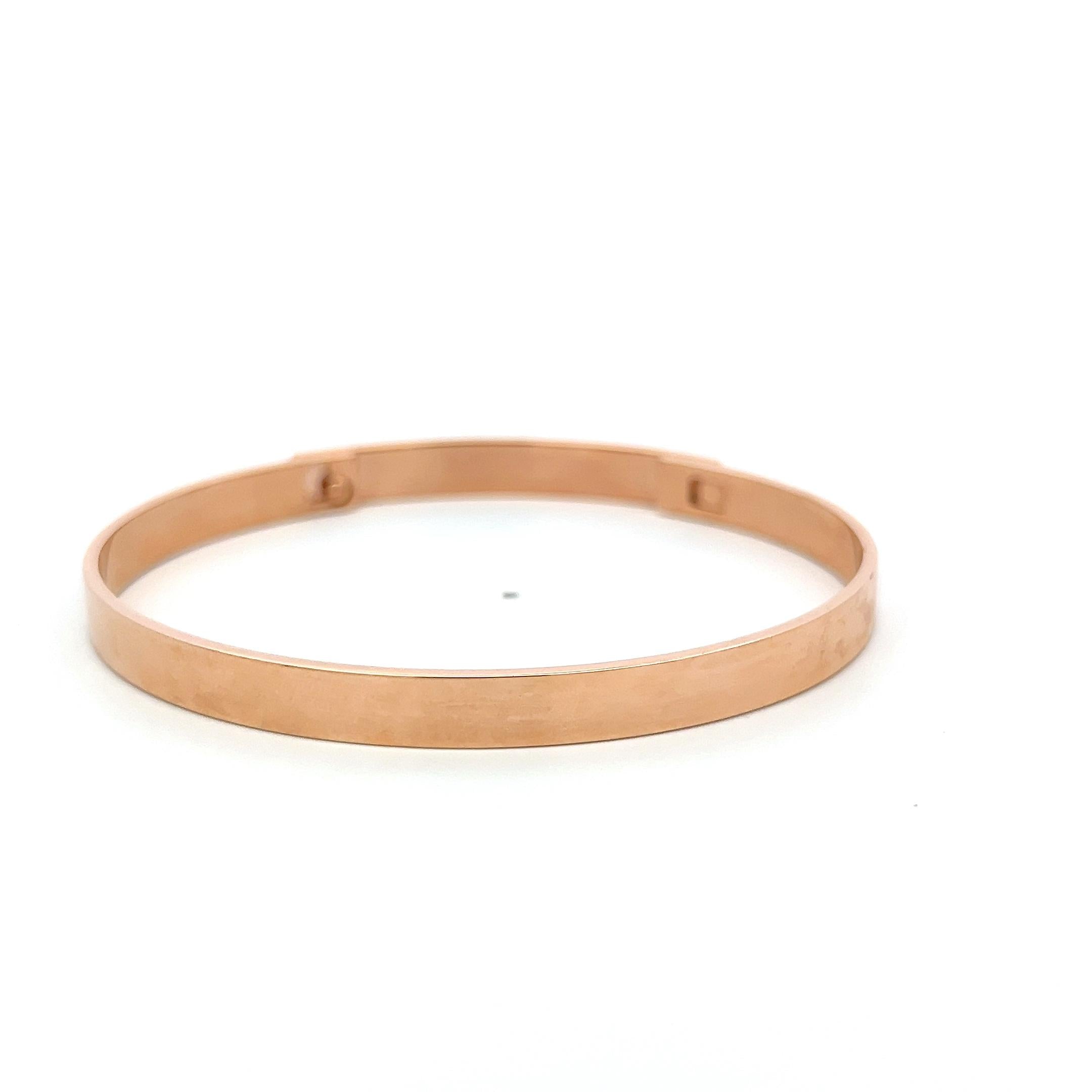Hermes Vintage 18 Karat Rose Gold Bangle Bracelet 26.6 Grams 7 Inch