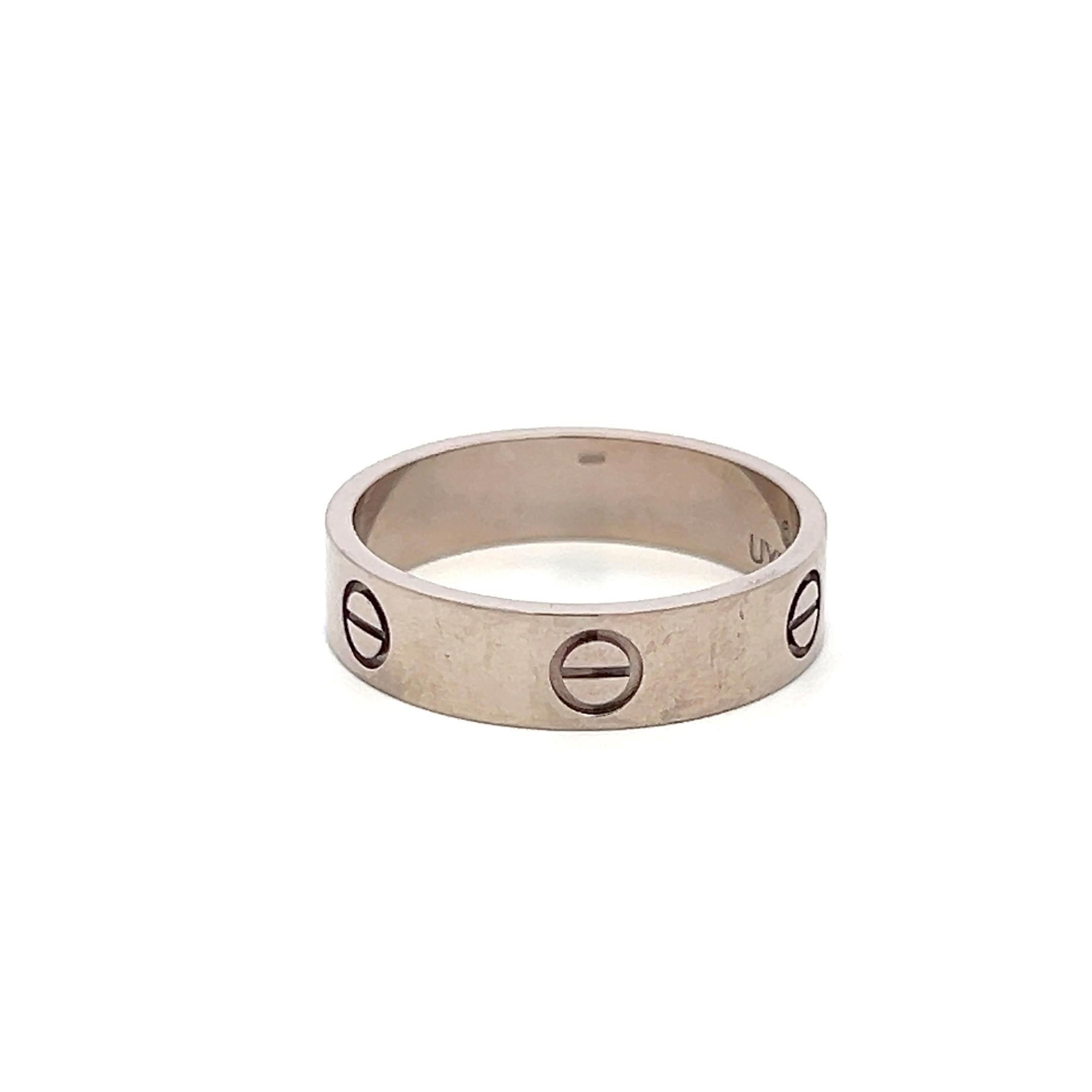 Cartier Vintage 18K White Gold Love Ring 7.2 Grams Size 10.25