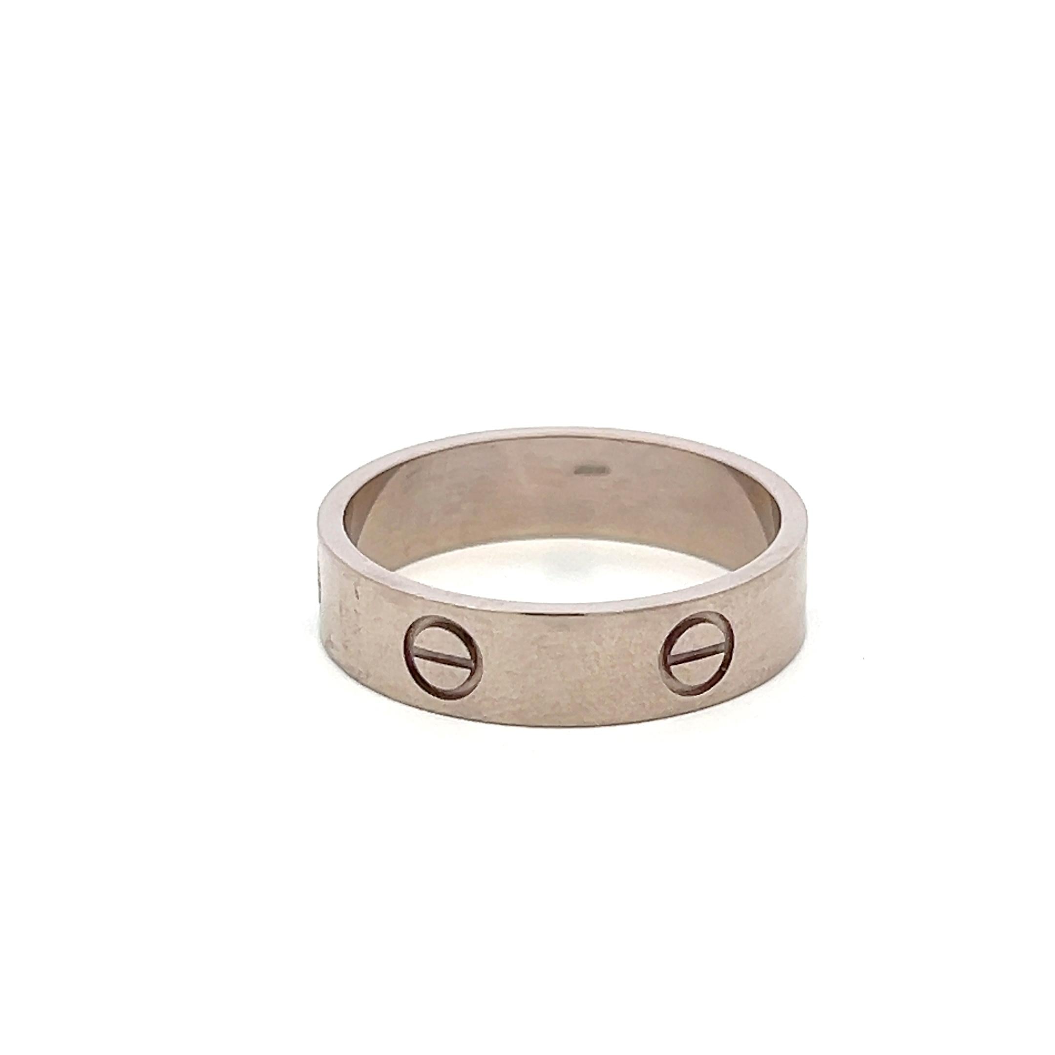 Cartier Vintage 18K White Gold Love Ring 7.2 Grams Size 10.25
