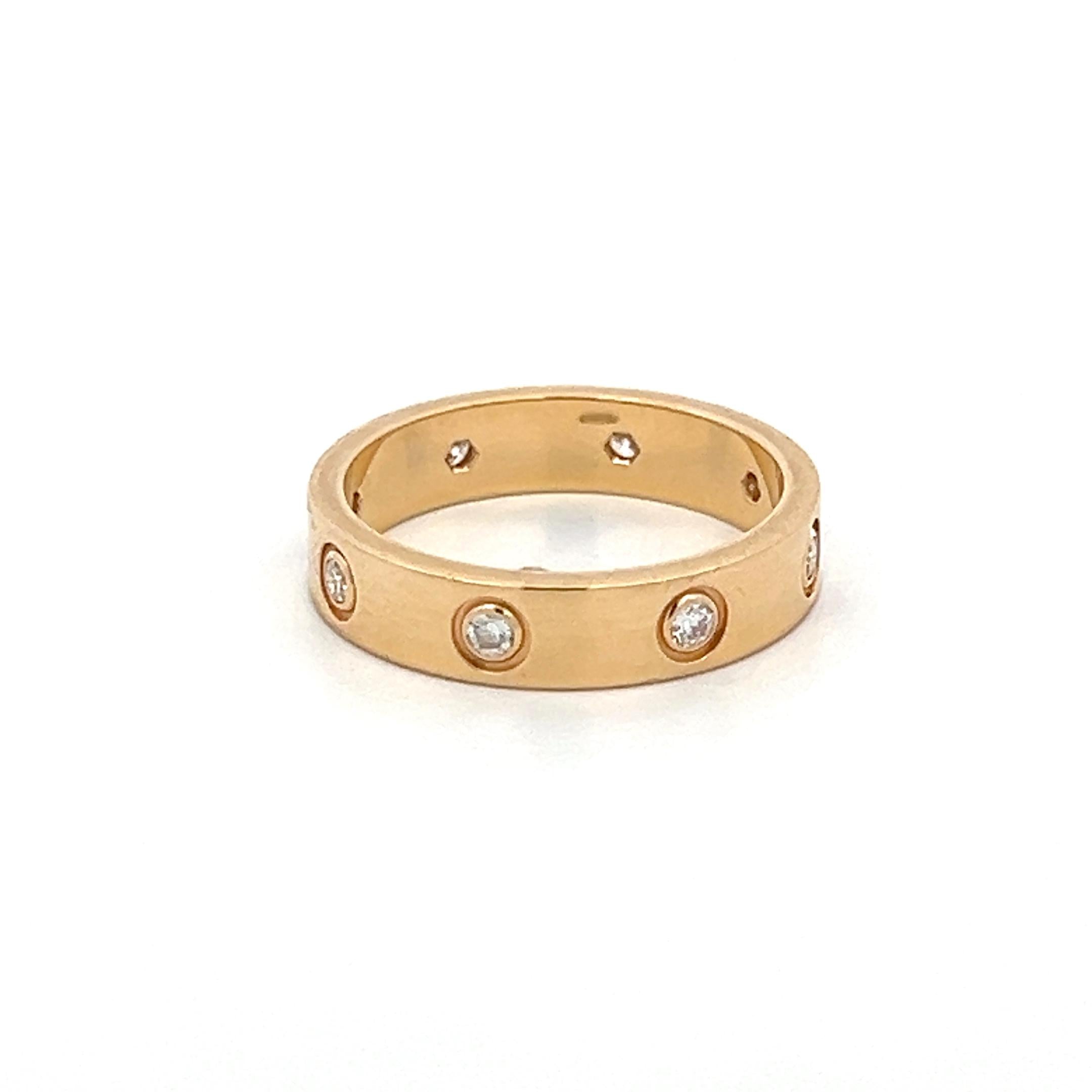 Cartier 18K Yellow Gold Love Ring with 0.19 Carat Round F VVS Diamonds Size 5.25