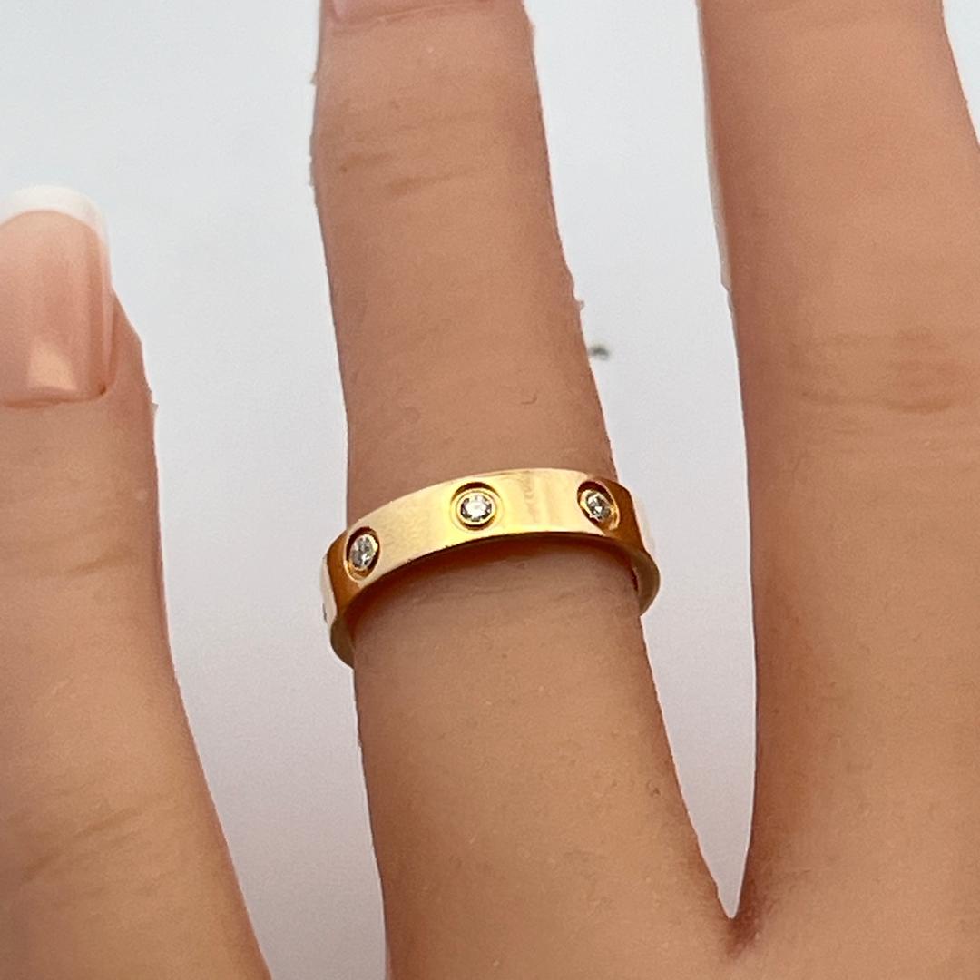 Cartier 18K Yellow Gold Love Ring with 0.19 Carat Round F VVS Diamonds Size 5.25