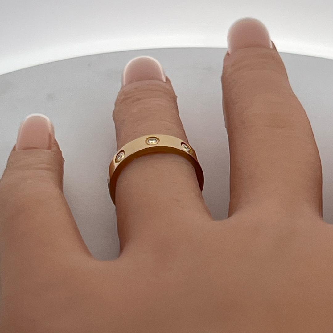 Cartier 18K Yellow Gold Love Ring with 0.19 Carat Round F VVS Diamonds Size 5.25