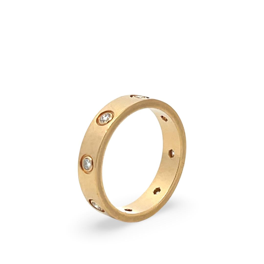 Cartier 18K Yellow Gold Love Ring with 0.19 Carat Round F VVS Diamonds Size 5.25