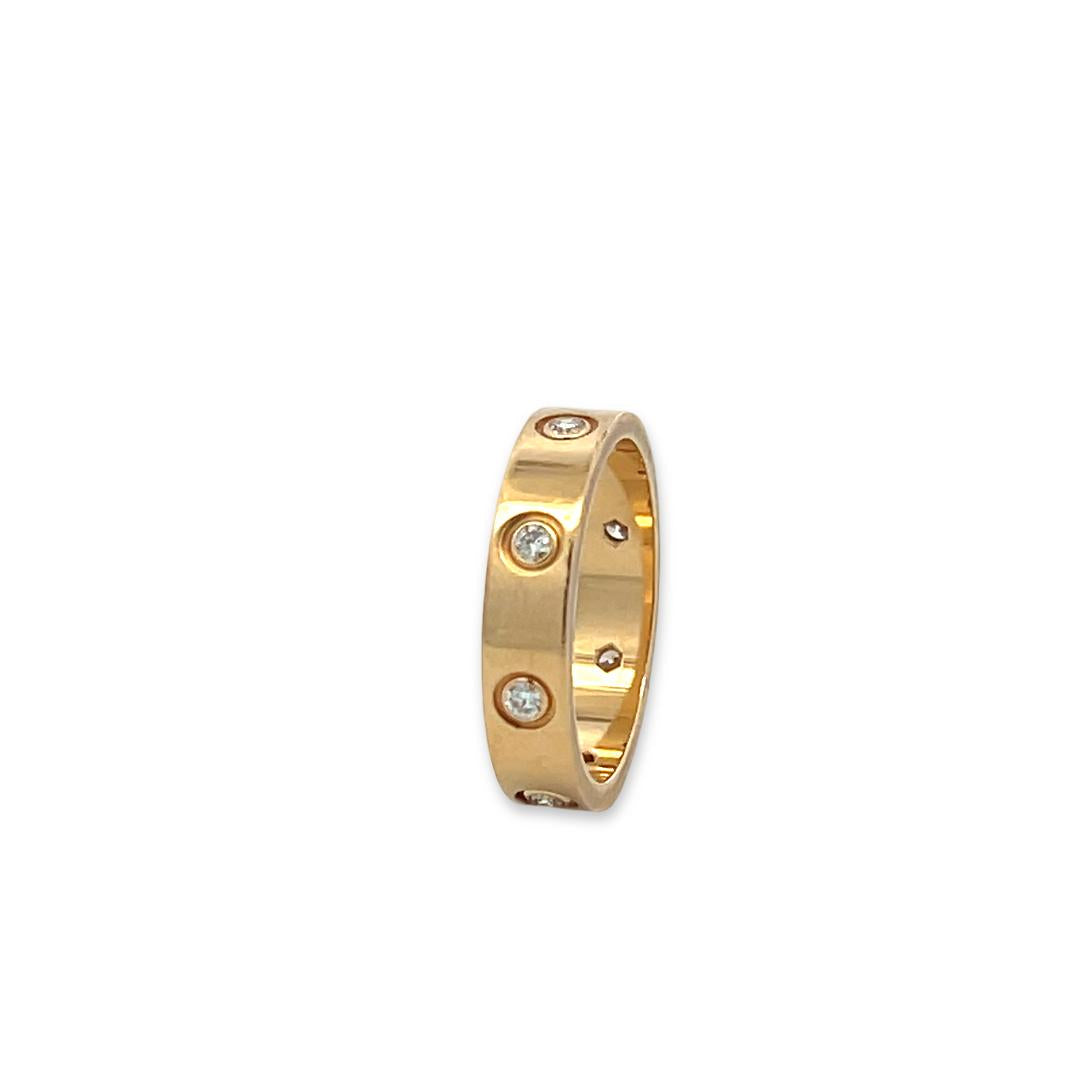 Cartier 18K Yellow Gold Love Ring with 0.19 Carat Round F VVS Diamonds Size 5.25