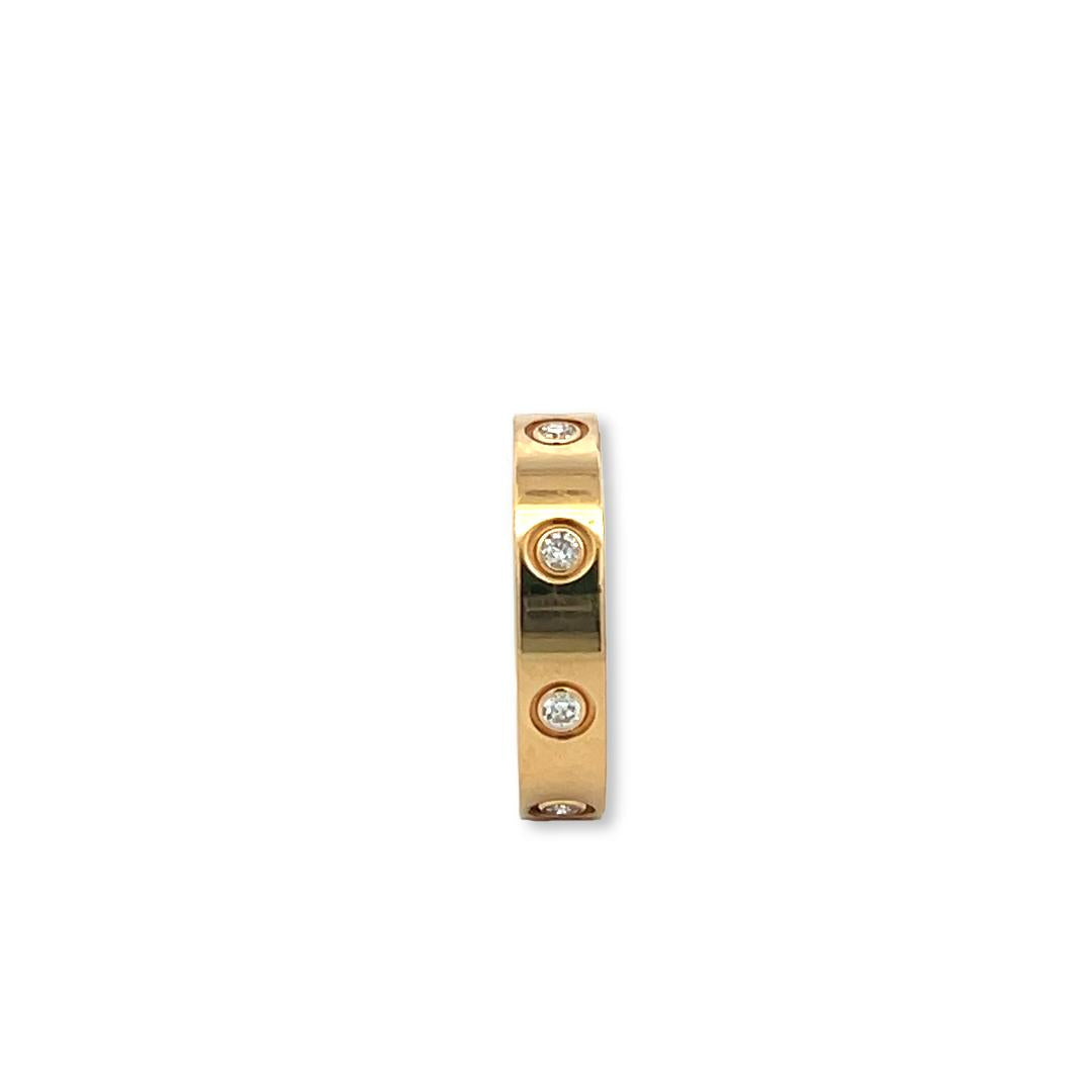 Cartier 18K Yellow Gold Love Ring with 0.19 Carat Round F VVS Diamonds Size 5.25