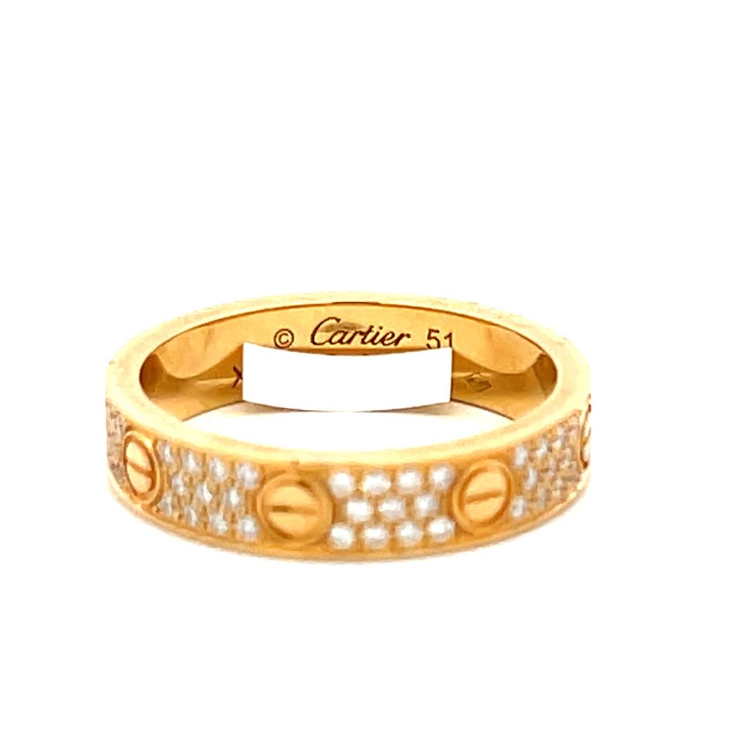 Cartier 18K Yellow Gold Love Ring with 0.31 Carat Round F VS Diamonds Size 5.25