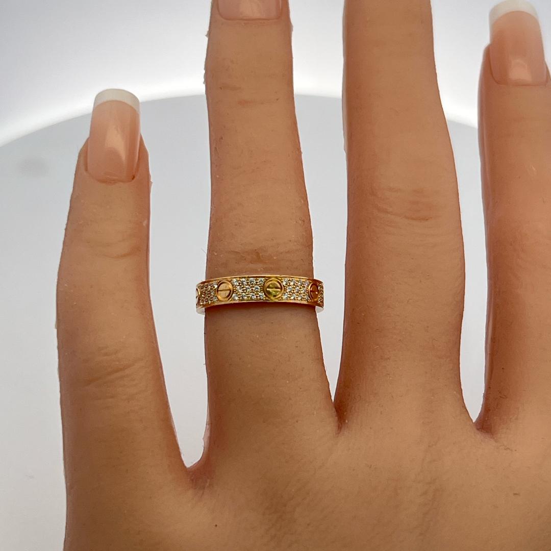 Cartier 18K Yellow Gold Love Ring with 0.31 Carat Round F VS Diamonds Size 5.25
