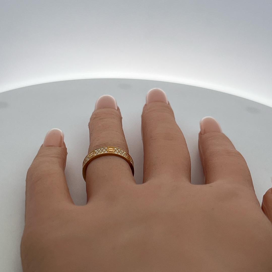 Cartier 18K Yellow Gold Love Ring with 0.31 Carat Round F VS Diamonds Size 5.25