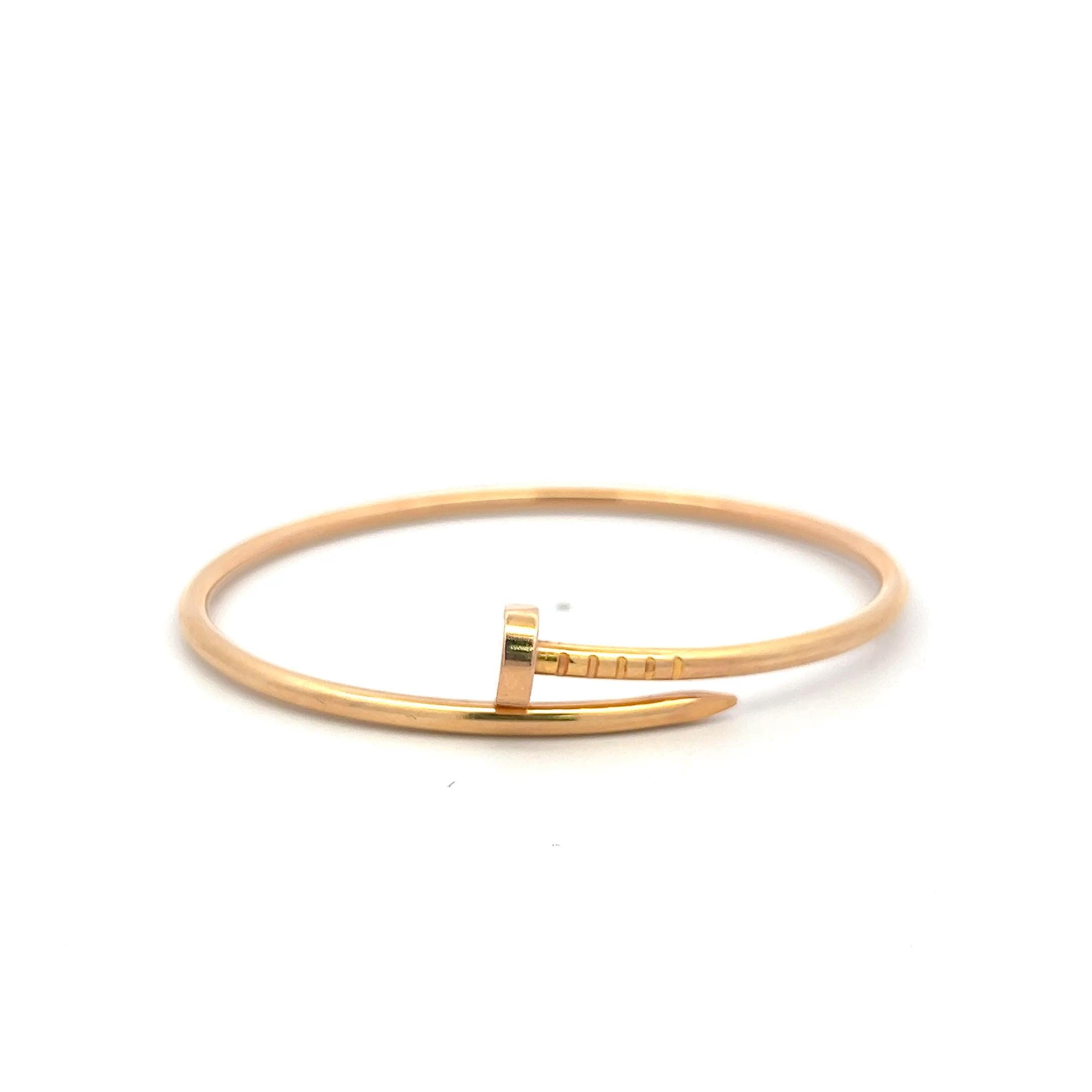 Cartier Vinatege 18 Karat Rose Gold Juste Un Clou Bracelet 9.5 Grams Size 16