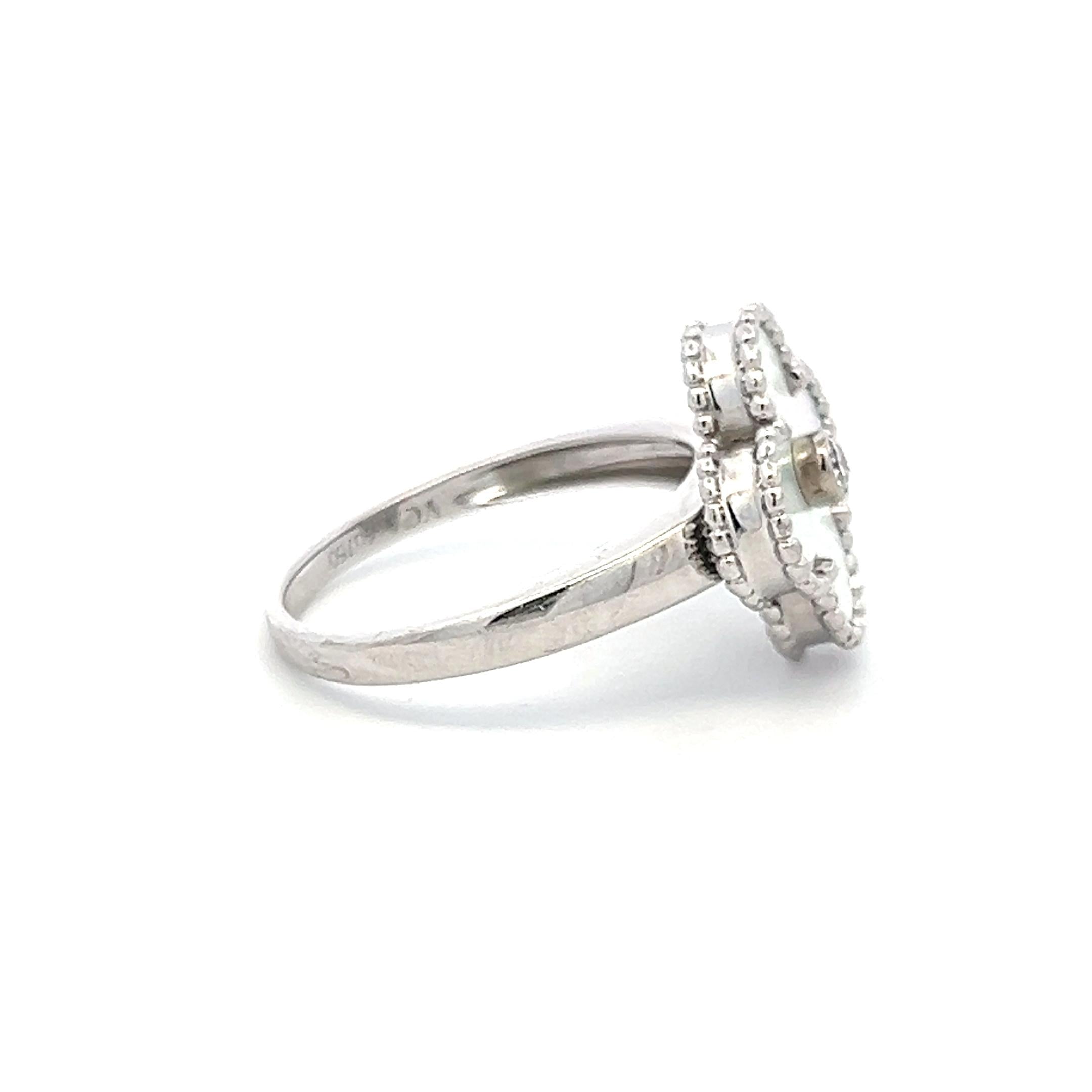 Van Cleef & Arpels 18K WG Cocktail Ring with 0.05ct Round F VS Diamond Size 7